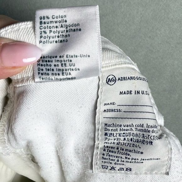 AG Adriano Goldschmied Women's White Jeans The Stilt Roll Up Cigarette Crop 28 - Picture 2 of 16